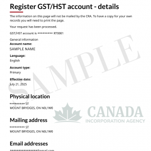 Register GST/HST Account